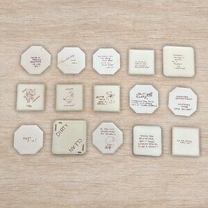 Lot of 15 Vintage Hand Painted Tiles Small Craft Designs Home Decor (B)